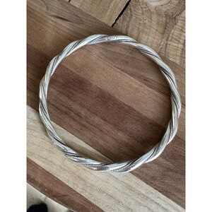 Vintage Artisan Bangle Bracelet Size 8 Twisted Rope Design 900 Coin Silver 18.8g